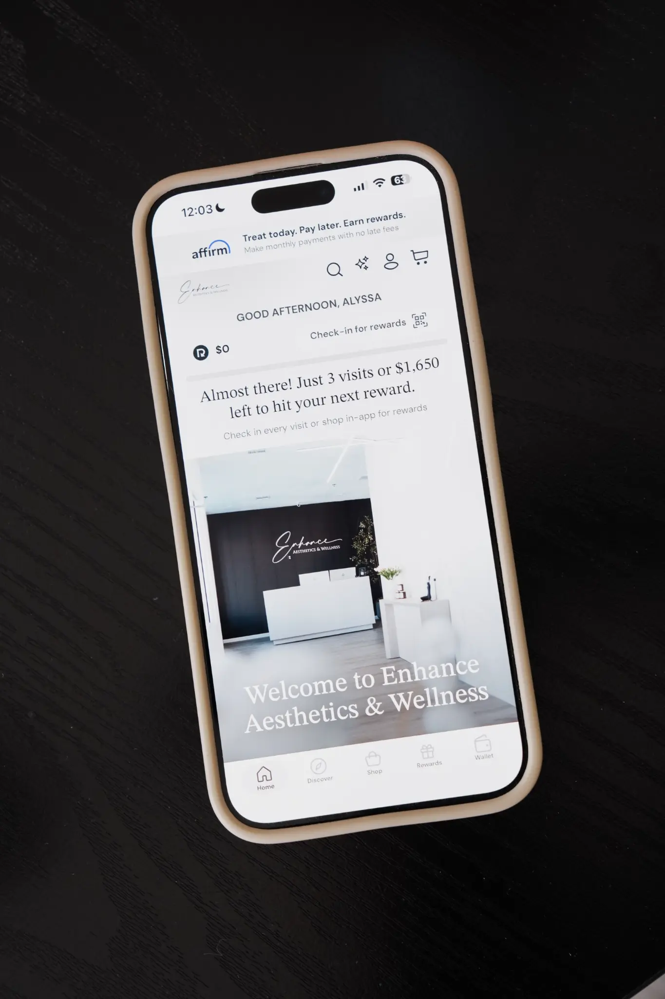 Enhance Rewards in the MyRepeat app — rewards dashboard on iPhone